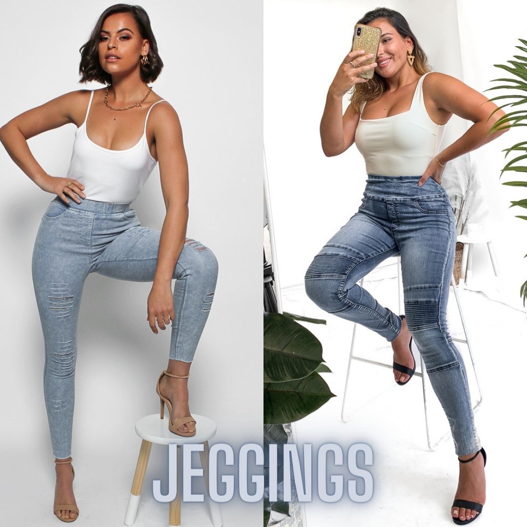 women's denim print leggings and jeggings