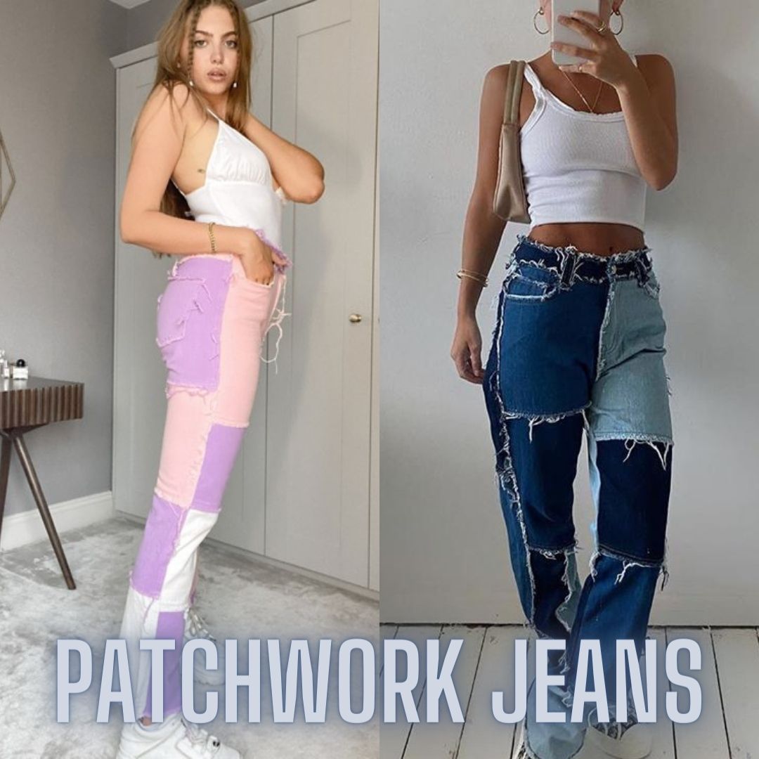 patchwork jeans and stitched denims