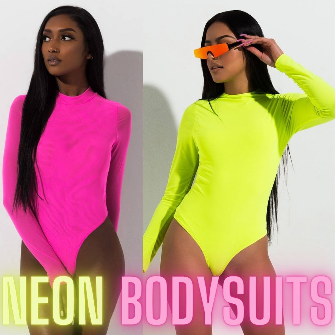 Women's neon bodysuits and tops