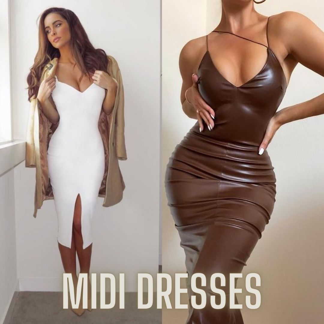 women's knee length dresses and midi dresses