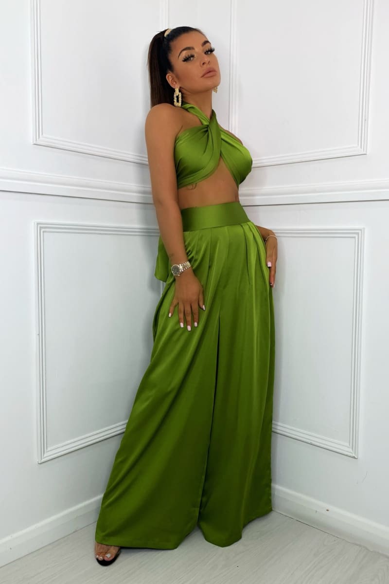 green satin dress pants Stella Satin Pants - Green Satin Pants for Women