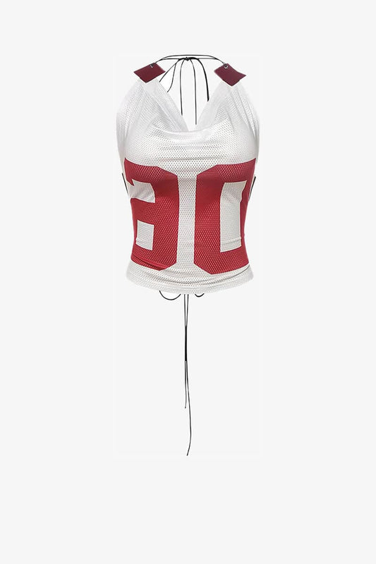 White Jersey Varsity Corset Top