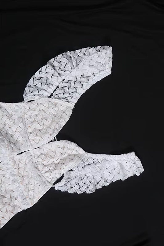 White Lace Sleeveless Backless Maxi Dress