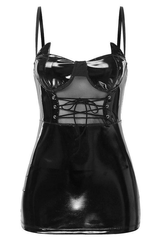 Black Latex Corset Mini Dress