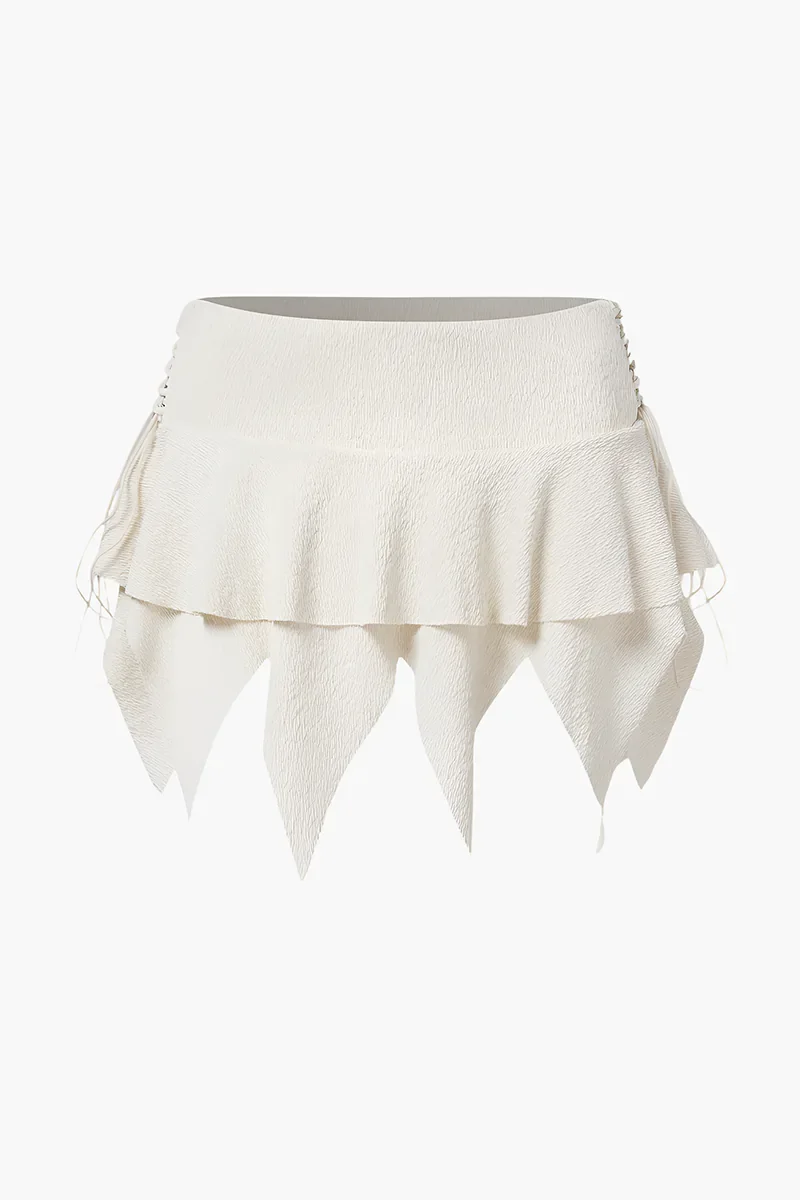 Beige Crepe Mini Skirt / M