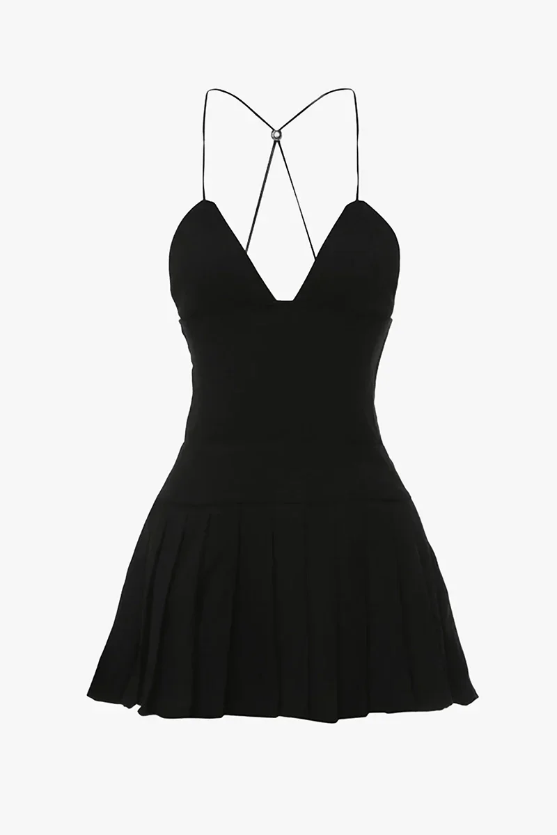 Black A-Line Dress With Butterfly Back