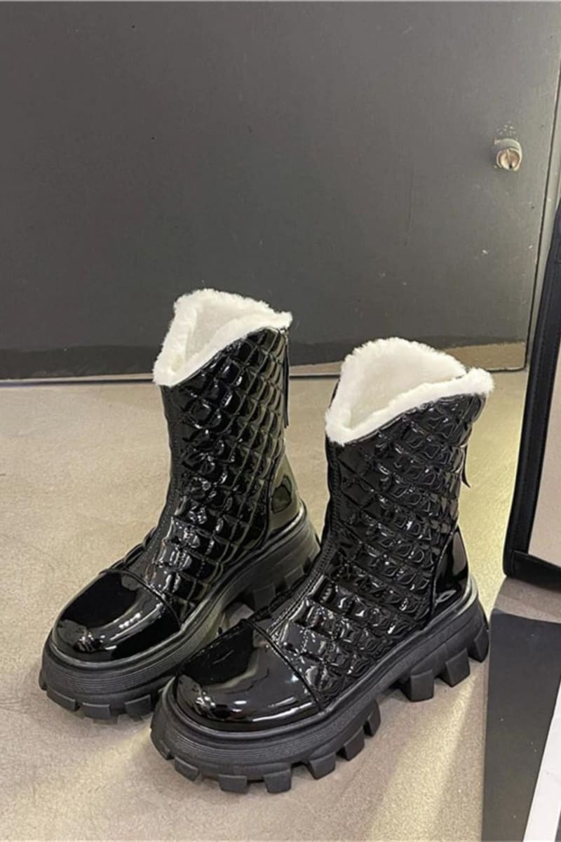 Black Gothic Rave Ankle Latex Boots Shoes