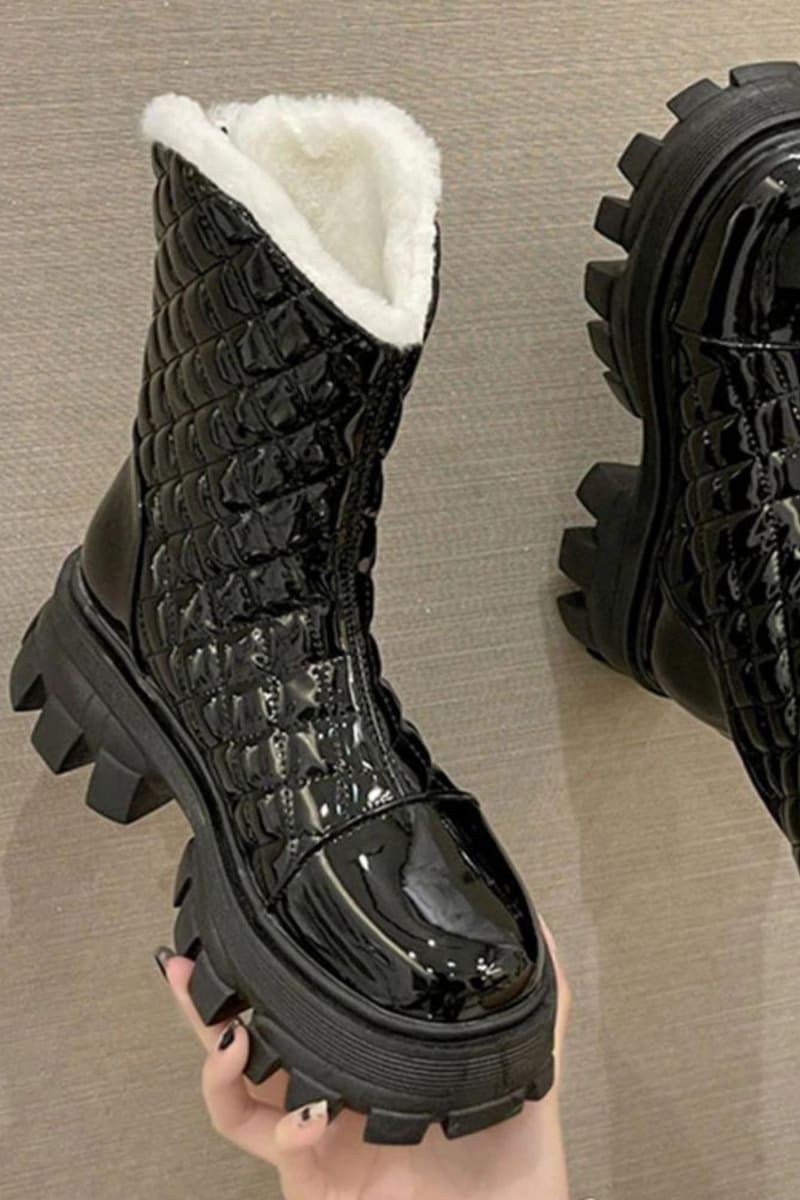 Black Gothic Rave Ankle Latex Boots Shoes