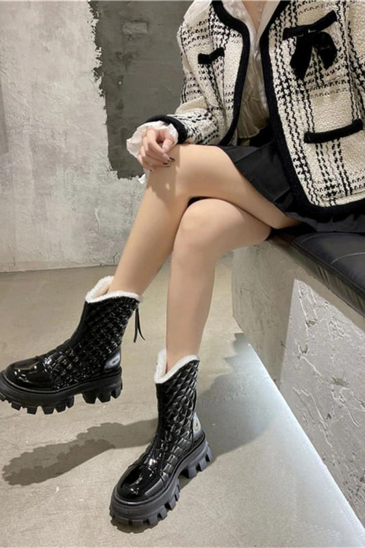 Black Gothic Rave Ankle Latex Boots Shoes