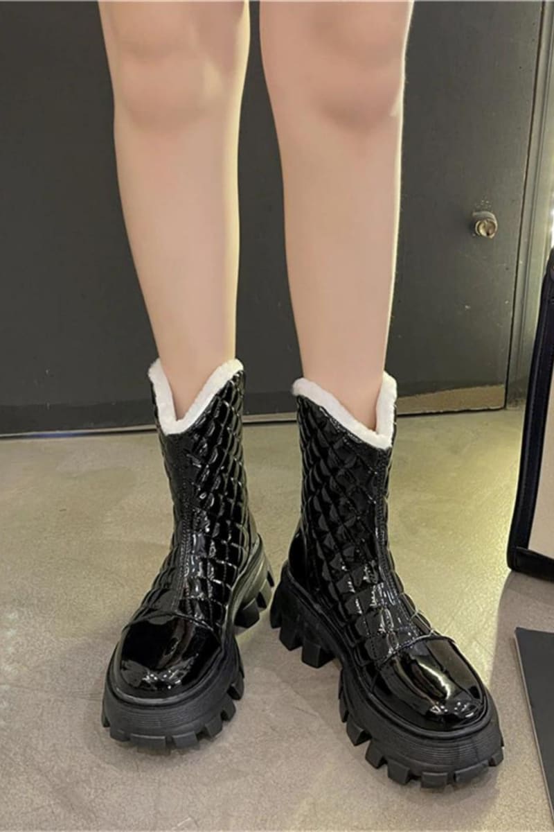 Black Gothic Rave Ankle Latex Boots Shoes