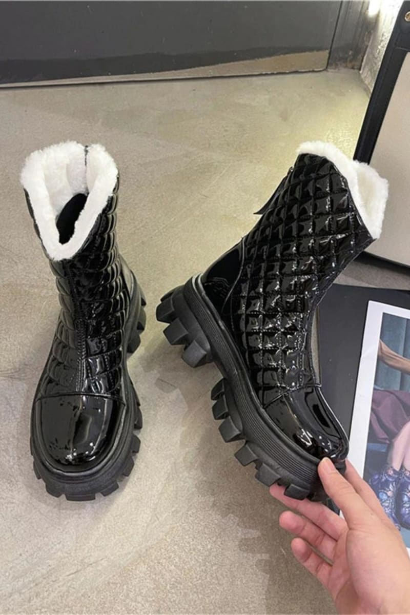 Black Gothic Rave Ankle Latex Boots Shoes