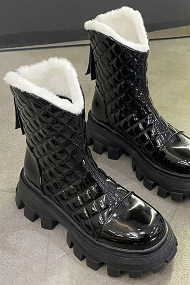 Black Gothic Rave Ankle Latex Boots Shoes