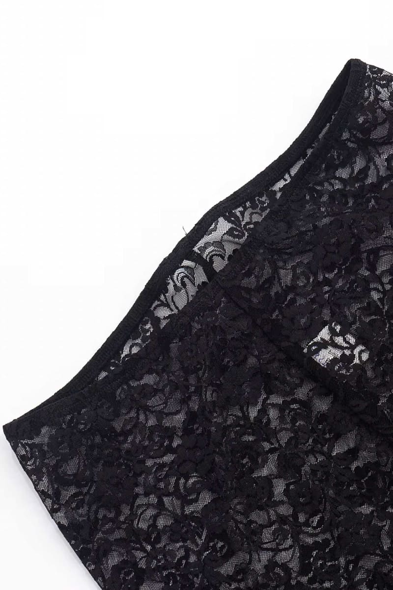 Black Sheer Lace Crop Top & Capri Pants Set Set