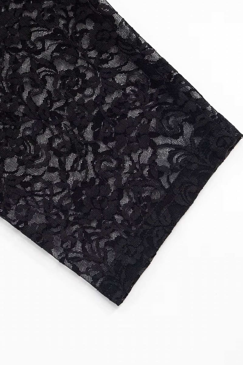 Black Sheer Lace Crop Top & Capri Pants Set Set