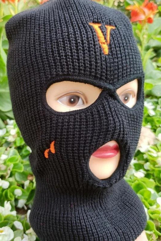 Black Vlone Embroidery 3 Holes Ski Mask Balaclava