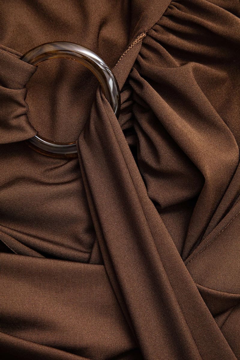 Brown Long Sleeve Wrap Jumpsuit Jumpsuits & Rompers