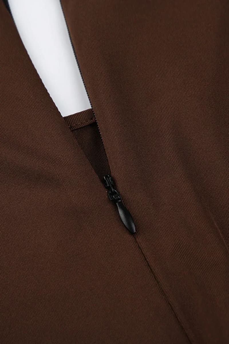 Brown Long Sleeve Wrap Jumpsuit Jumpsuits & Rompers