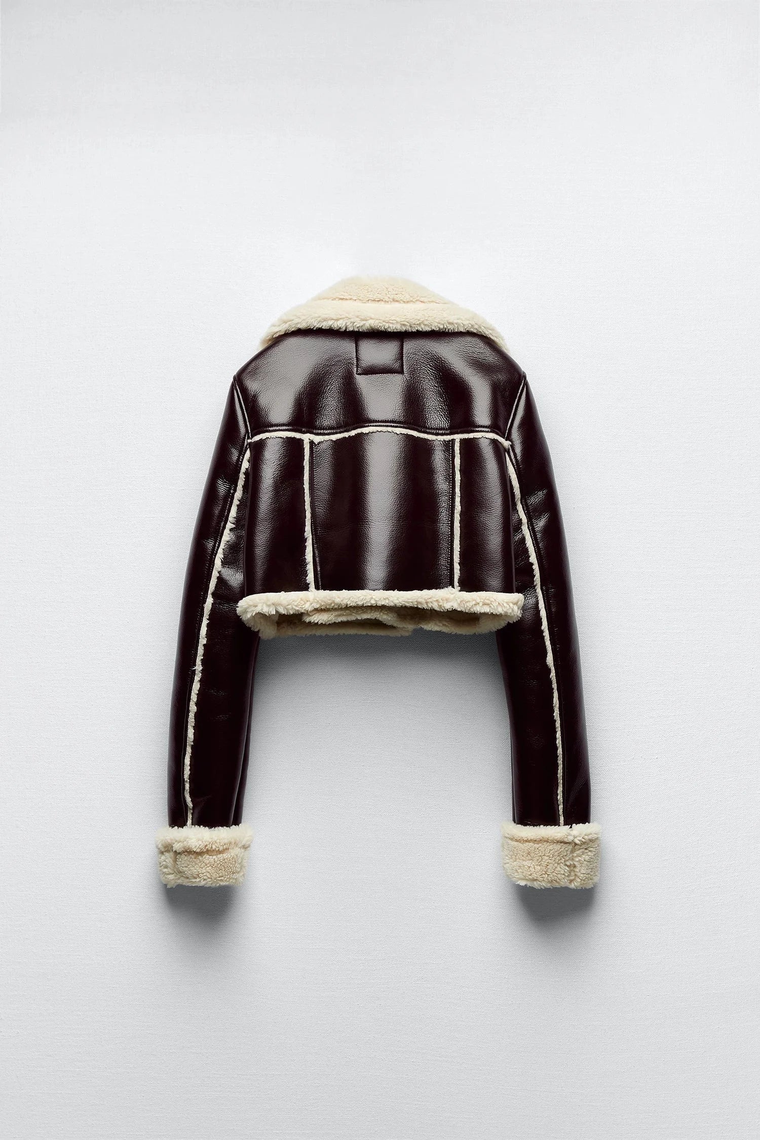 Brown Shearling Cropped Womens Leather Jacket