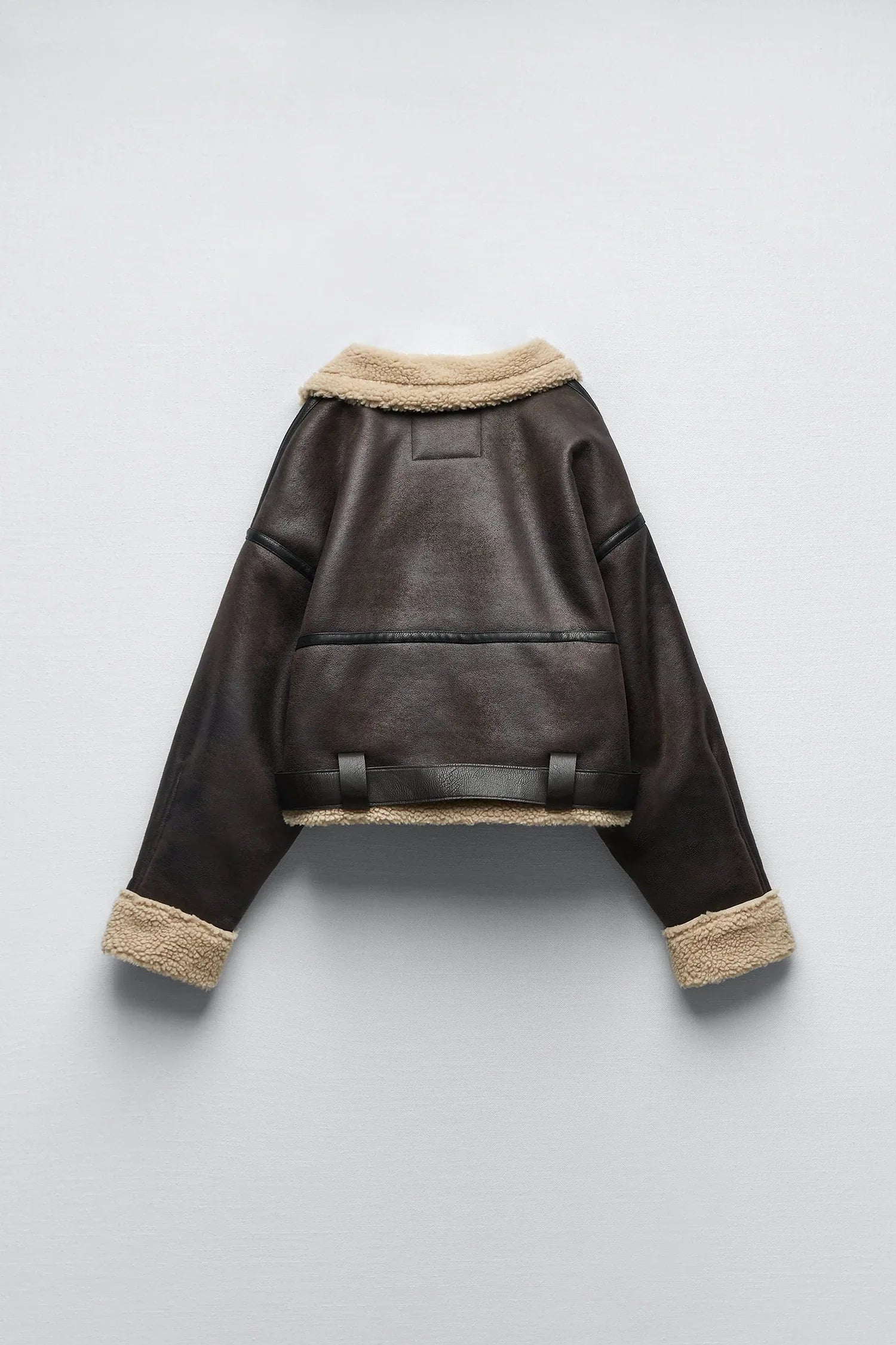 Brown Shearling Lining Aviator Leather Jacket
