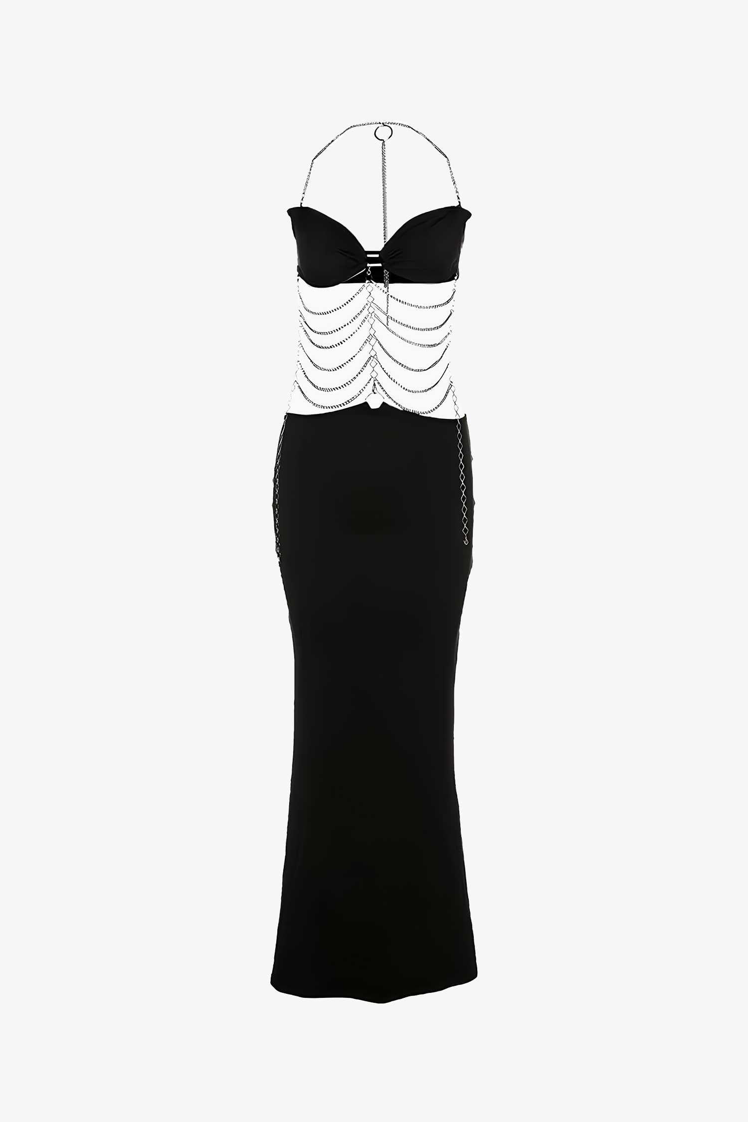 Black Cut Out Chain Bandeau Maxi Dress Black / XS Black Cut Out Chain Bandeau Maxi Dress Black / XS