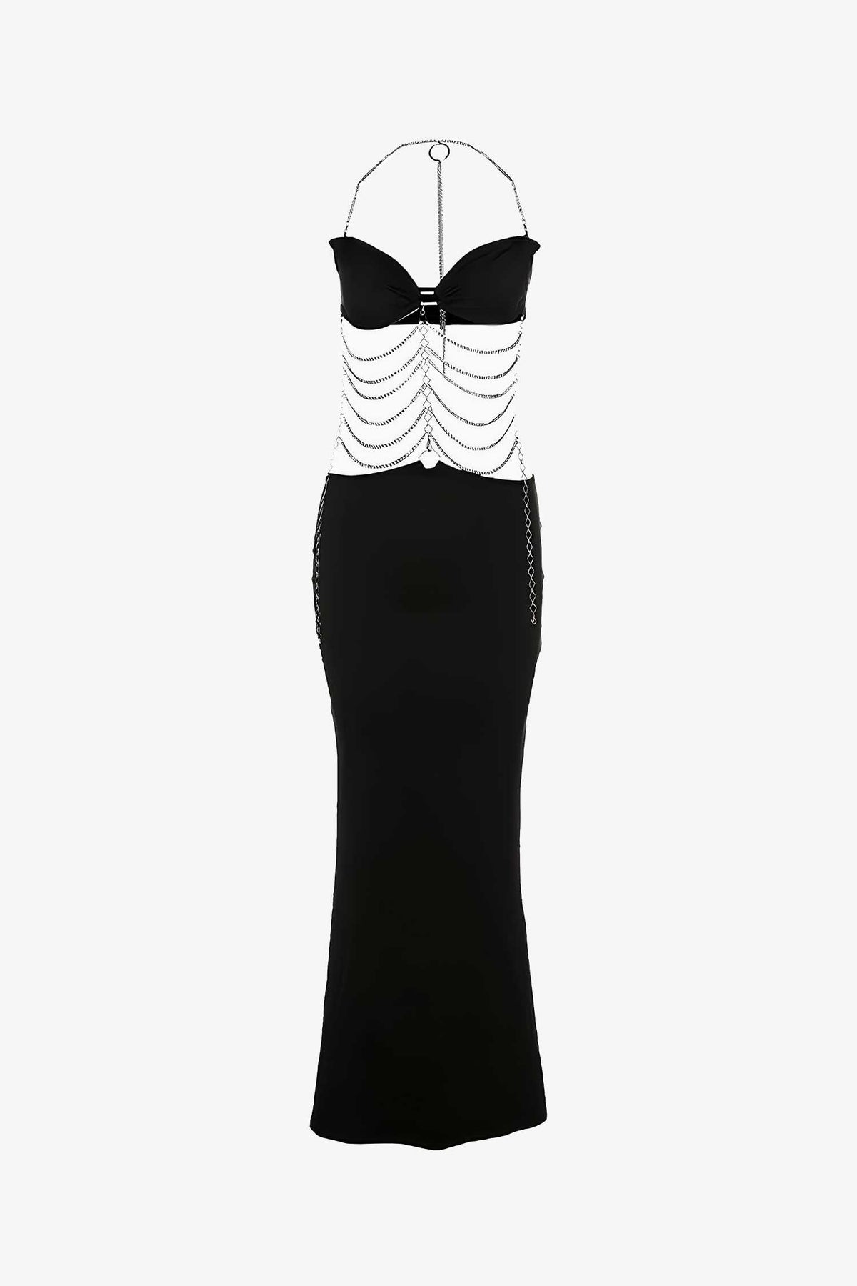 Black Cut Out Chain Bandeau Maxi Dress IRHAZ Black Cut Out Chain Bandeau Maxi Dress IRHAZ