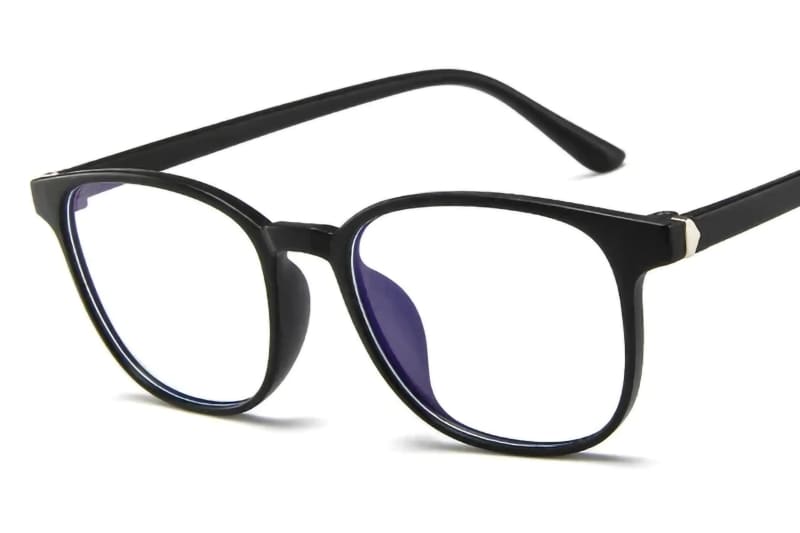 Computer Eyeglasses Anti-Blue Light Transparent Clear Plastic Frame Matte Black Eyeglasses