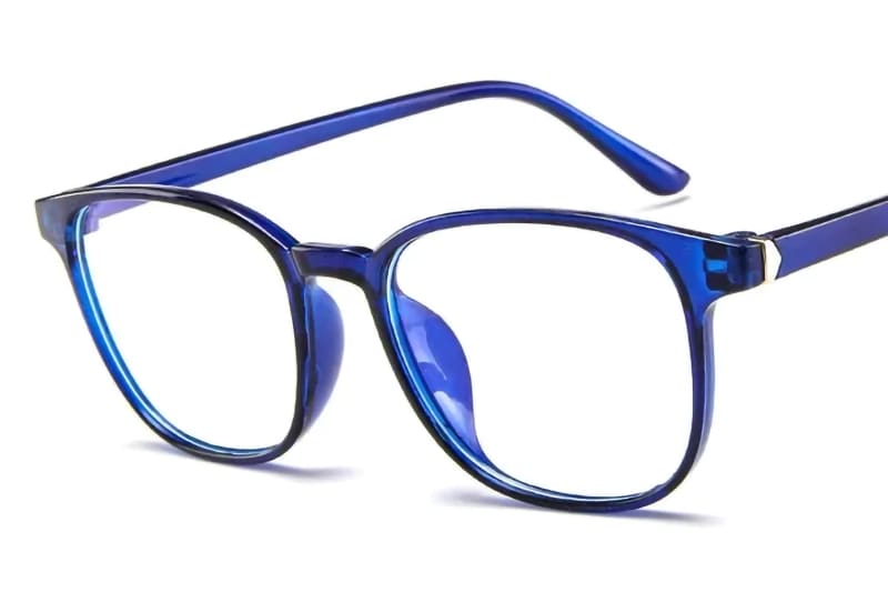 Computer Eyeglasses Anti-Blue Light Transparent Clear Plastic Frame Navy Eyeglasses