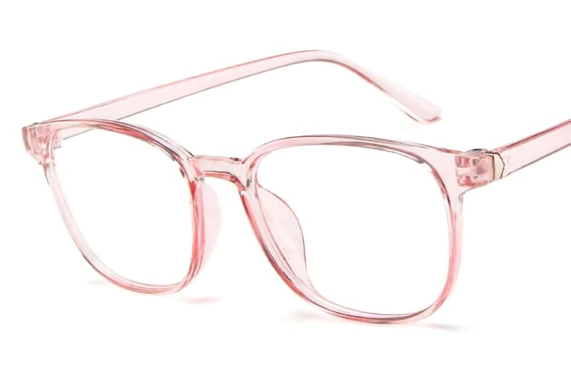 Computer Eyeglasses Anti-Blue Light Transparent Clear Plastic Frame Pink Eyeglasses