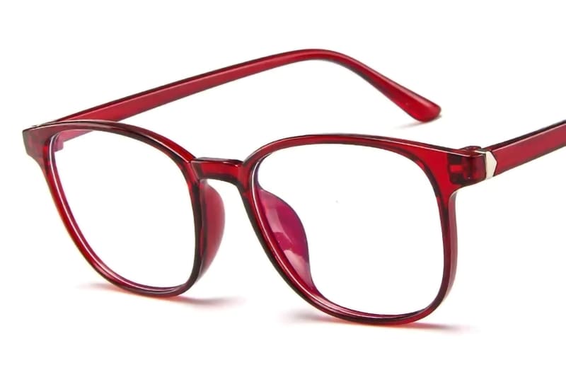 Computer Eyeglasses Anti-Blue Light Transparent Clear Plastic Frame Red Eyeglasses