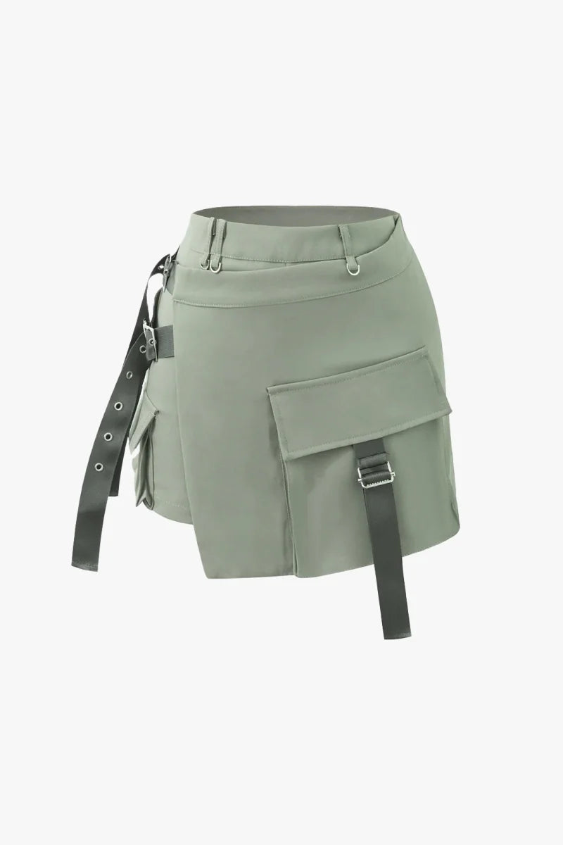 Green Cargo Mini Skirt