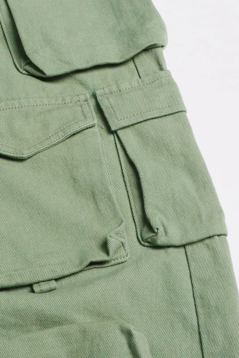 Green Denim Cargo Jumpsuit Jumpsuits & Rompers
