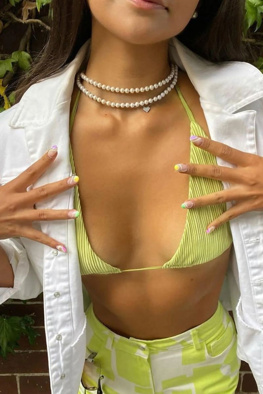 Green Pleated Crop Top And Palazzo Pants Satin Two Piece Set