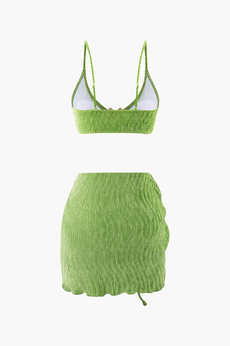 Green Velvet Skirt Set