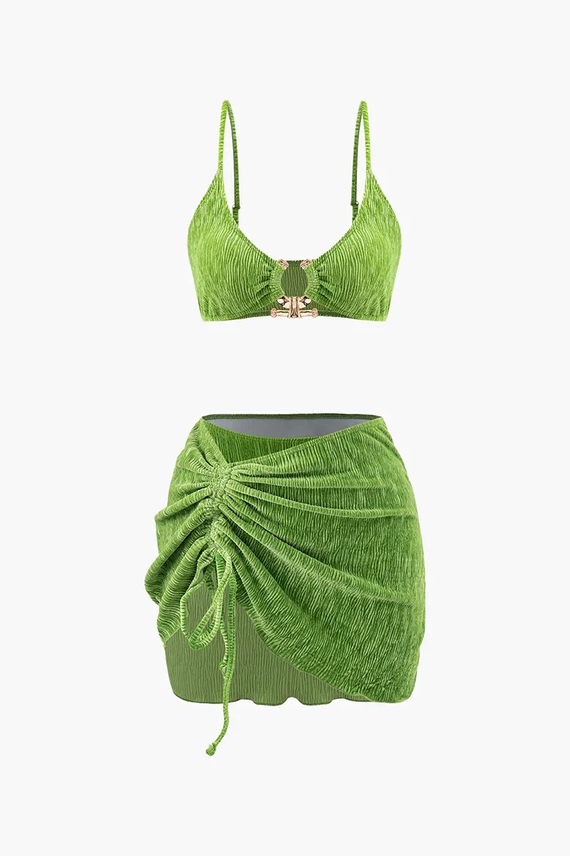 Green Velvet Skirt Set