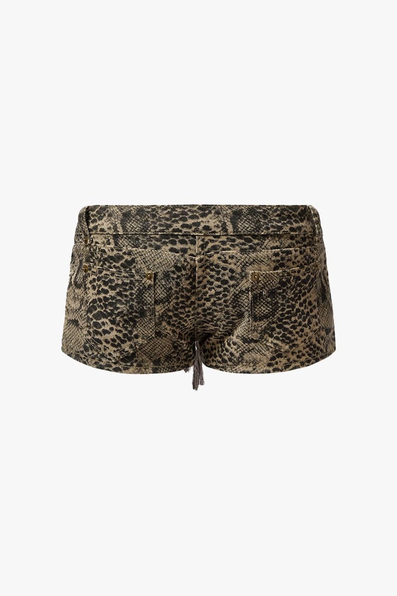Leopard Print Denim Shorts
