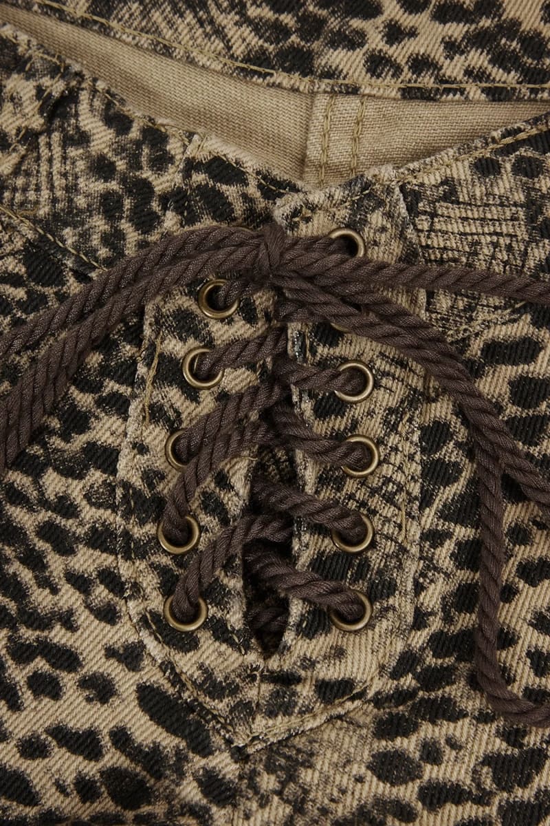 Leopard Print Denim Shorts