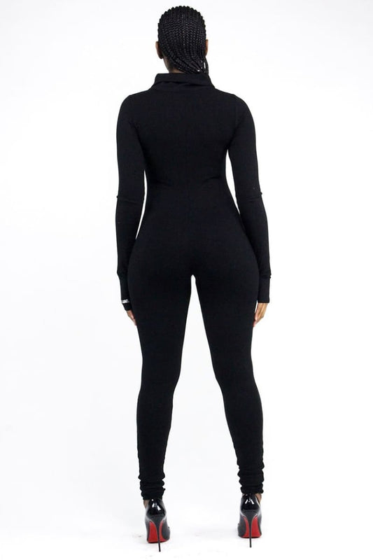Turtle Neck Long-Sleeves Jumpsuit-Black Jumpsuit
