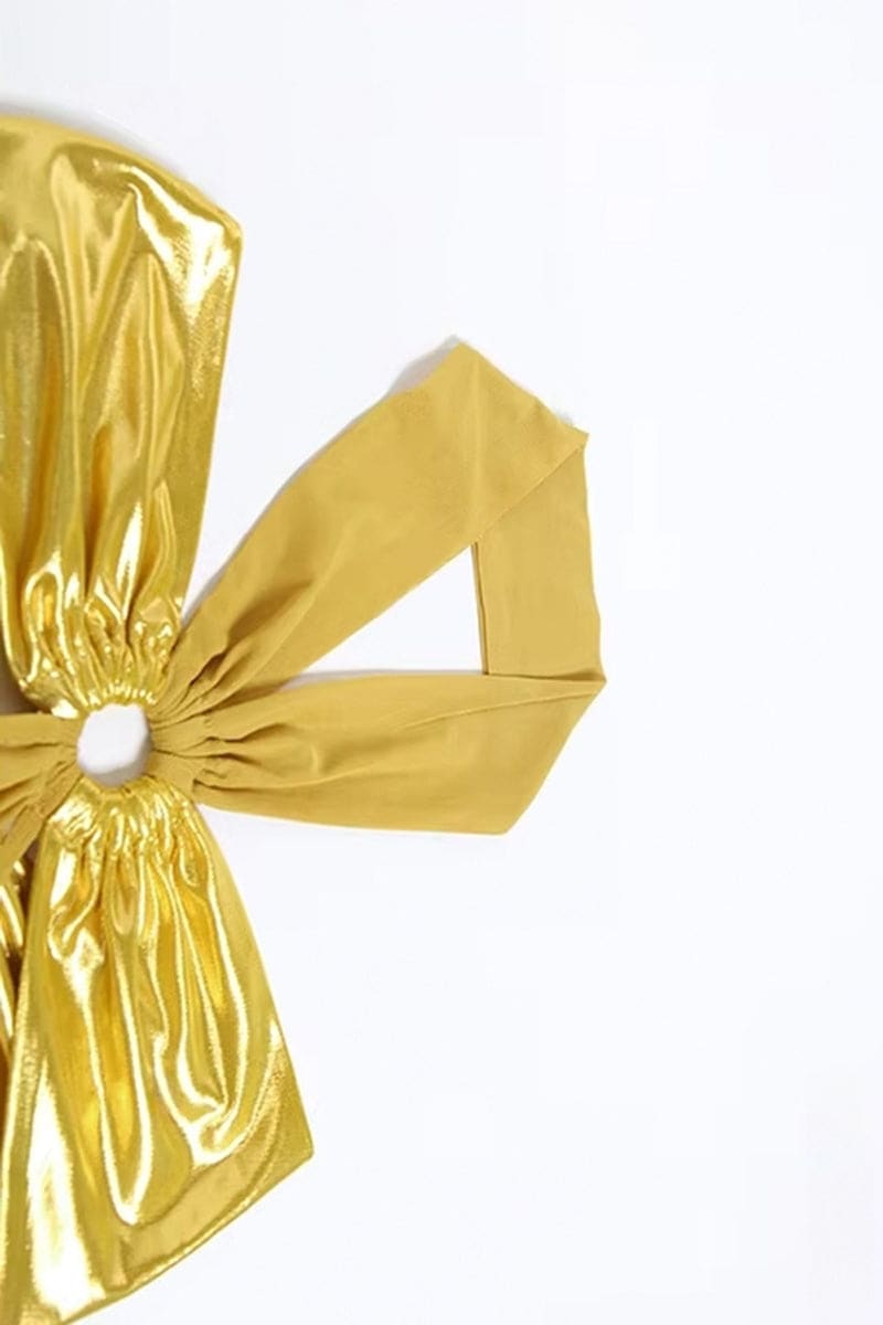Metallic Gold Cutout Halter Maxi Dress – IRHAZ