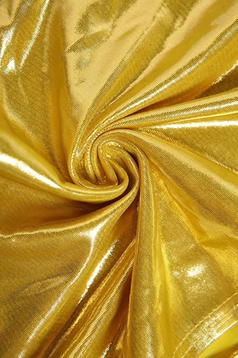 Metallic Gold Cutout Halter Maxi Dress – IRHAZ