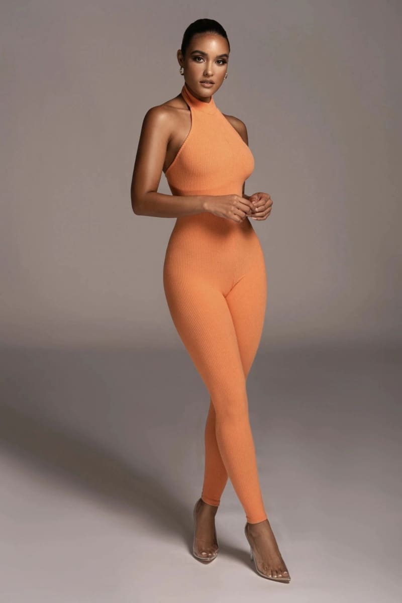 Orange Backless Halter Jumpsuit S / Jumpsuit