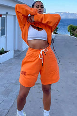 Orange Hoodie & Shorts Set