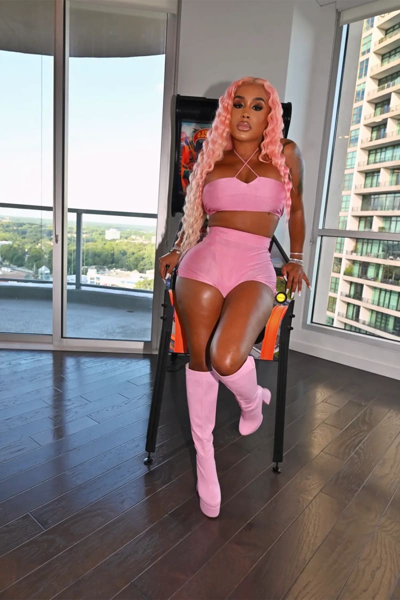 Pink Halter Tube Top & High Waisted Spandex Mini Shorts Set Outfit Sets
