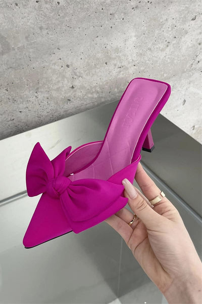 Pink Pointed Toe Knot Kitten Heels Mule – IRHAZ