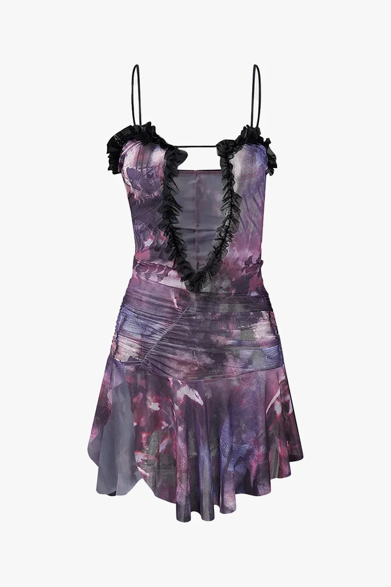 Purple Ruffle Mini Dress