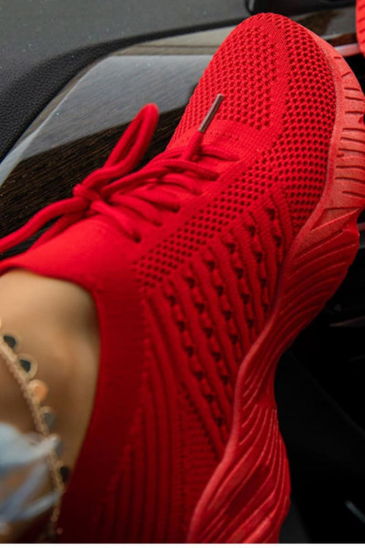 Red Casual Mesh Breathable Vulcanize Shoes