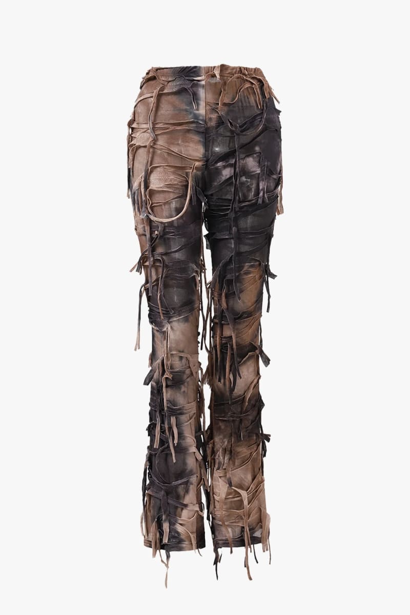 Tie Dye Distressed Two-Piece Pants Set Outfit Sets