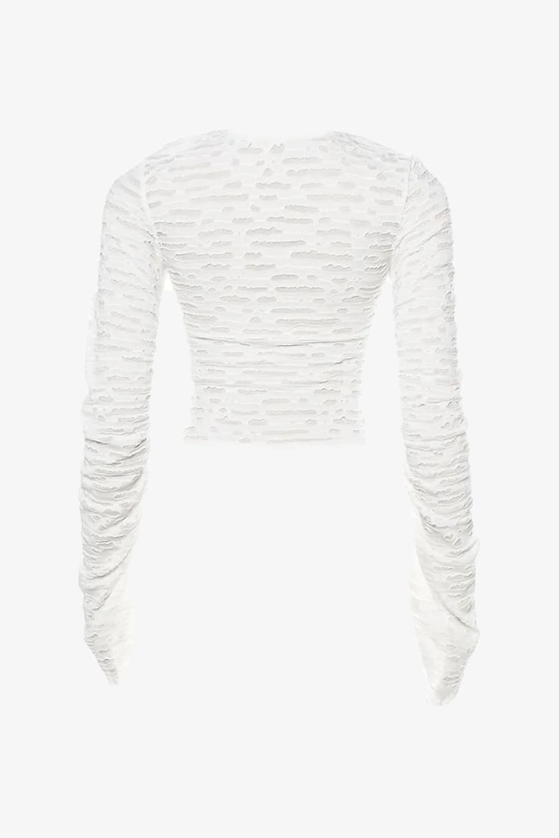 White Distressed Lace-Up Crop Top