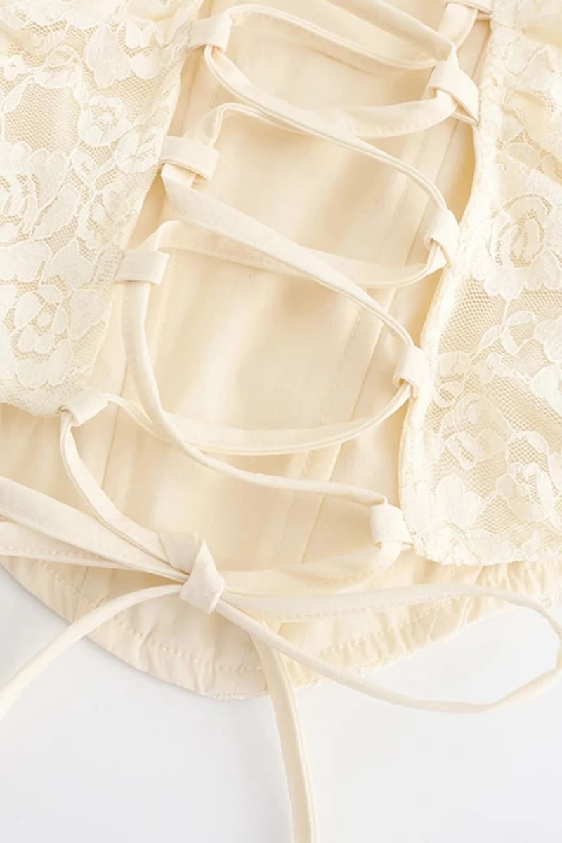 White Floral Lace Two Piece Dress White / S White Floral Lace Two Piece Dress White / S