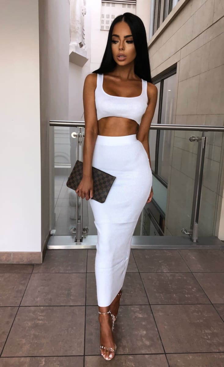 White Ribbed Maxi Two Piece Crop Top Skirt Set – IRHAZ White Ribbed Maxi Two Piece Crop Top Skirt Set – IRHAZ
