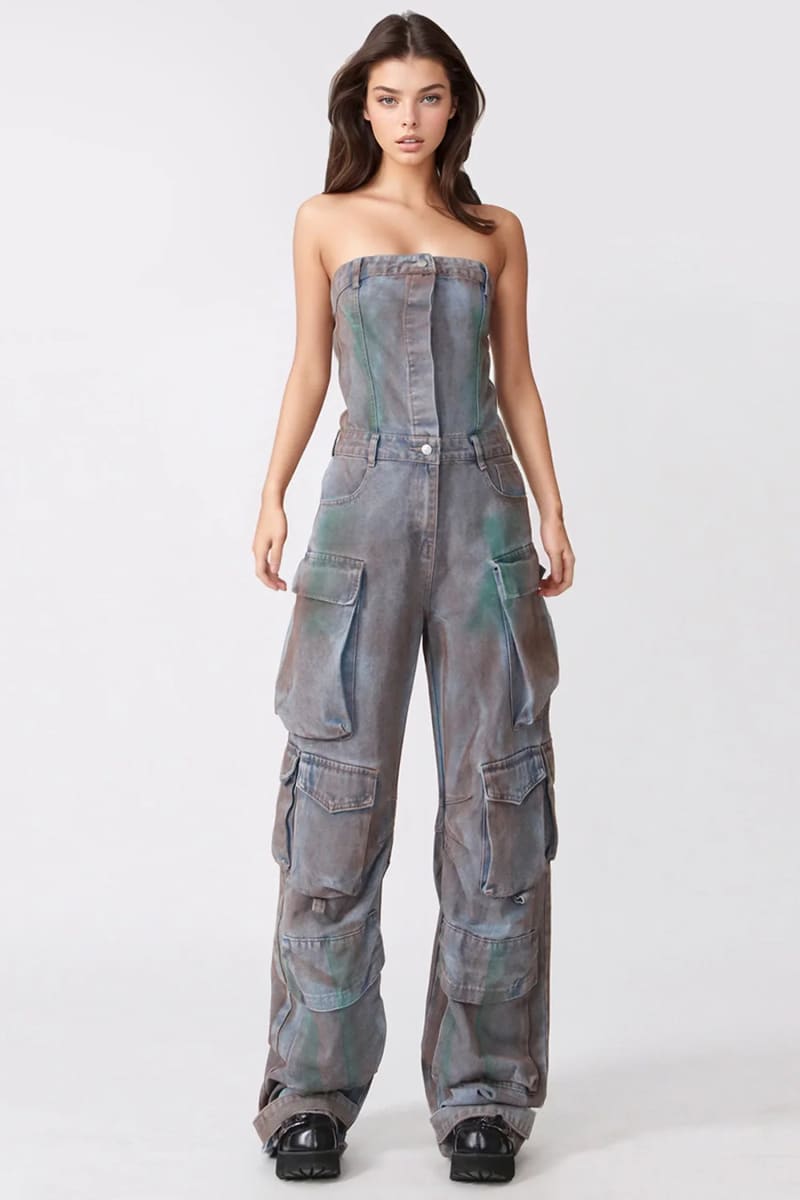Wide Leg Denim Jumpsuit Jumpsuit